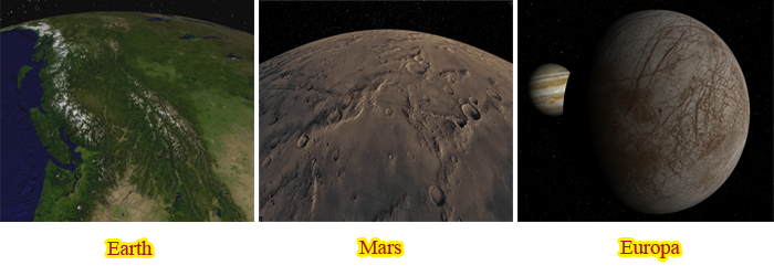 Earth Mars Europa